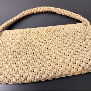 Handwoven Crochet Shoulder Bag in Beige